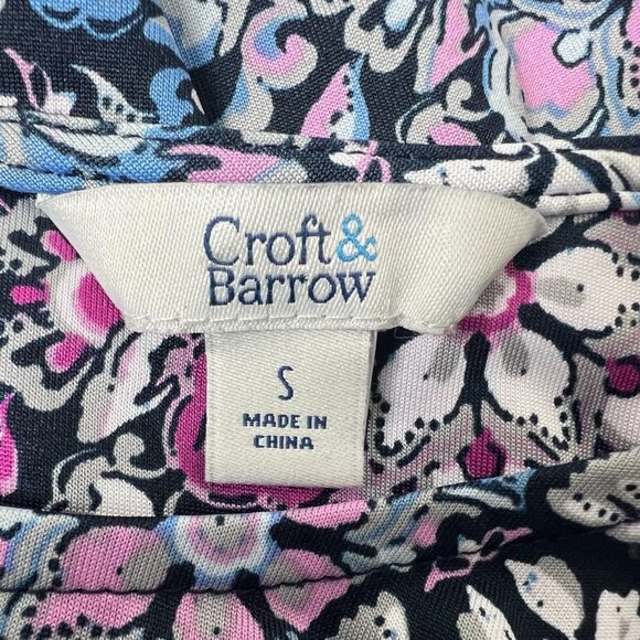 Croft & Barrow Womens Small Floral Print 3/4 Tie Sleeve Blouse - Picture 14 of 14